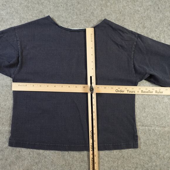 Apiece Apart Top Womens Small Boxy Navy Blue Cotton Tee Crew Neck Short Sleeve - Picture 6 of 9